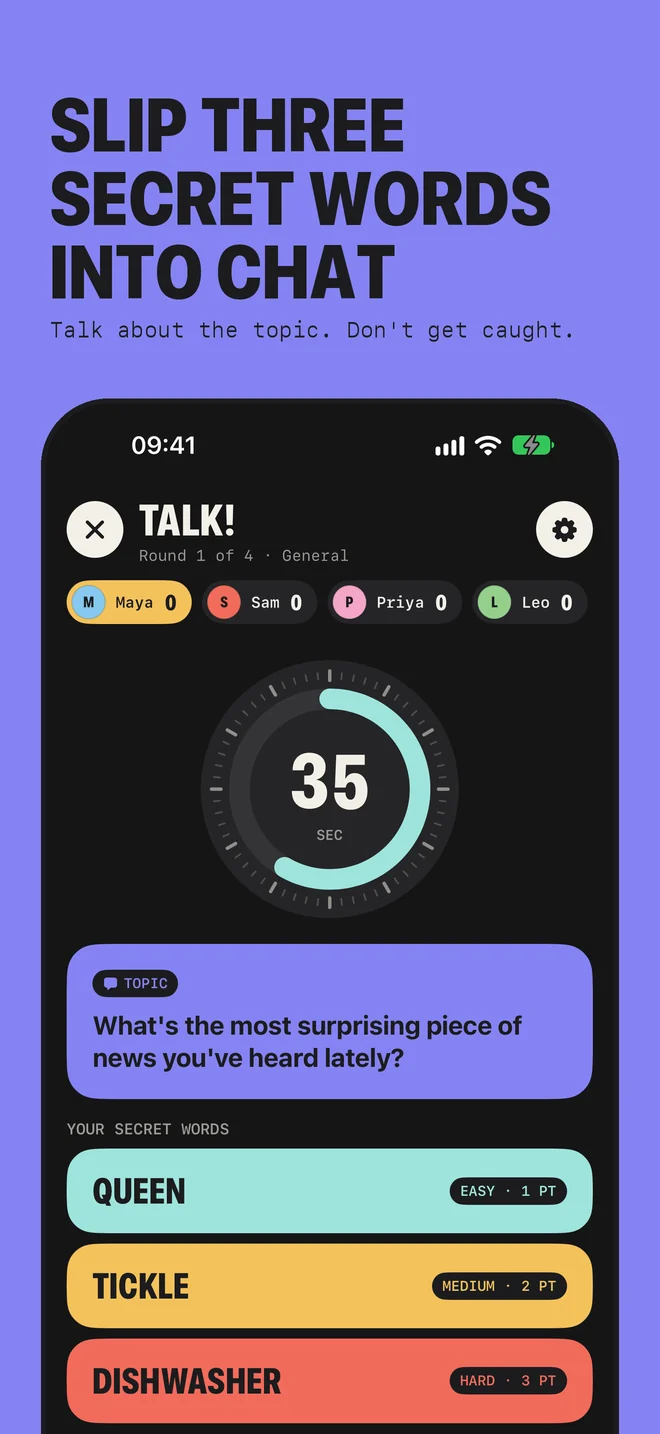 Slip three secret words into chat